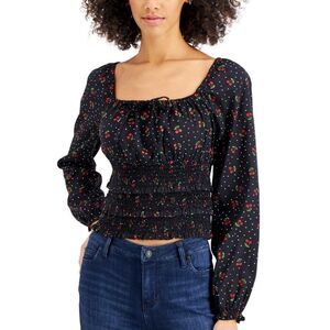 Planet Gold Juniors' Square-Neck Smocked Top